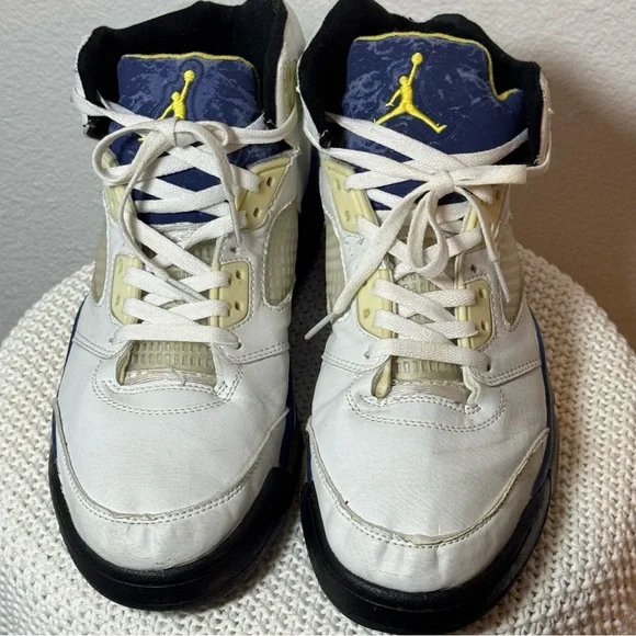 Nike air Jordan 5 retro White and Blue High-Top Sneakers 12